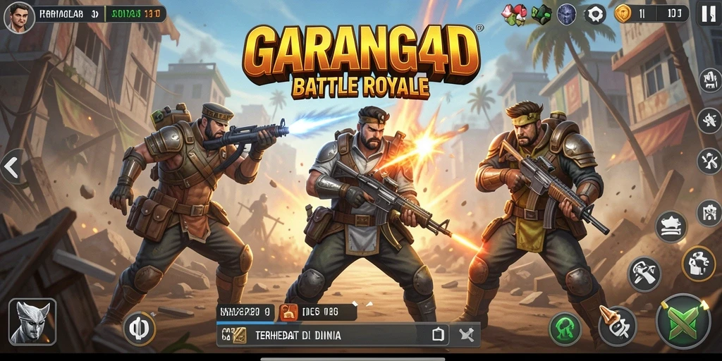 Tangkapan layar GARANG4D menampilkan aksi seru dalam pertempuran Battle Royale.