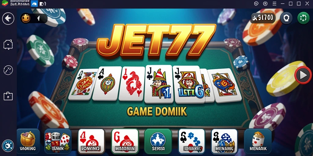 Tampilan gameplay JET77 yang seru dalam permainan Domino.