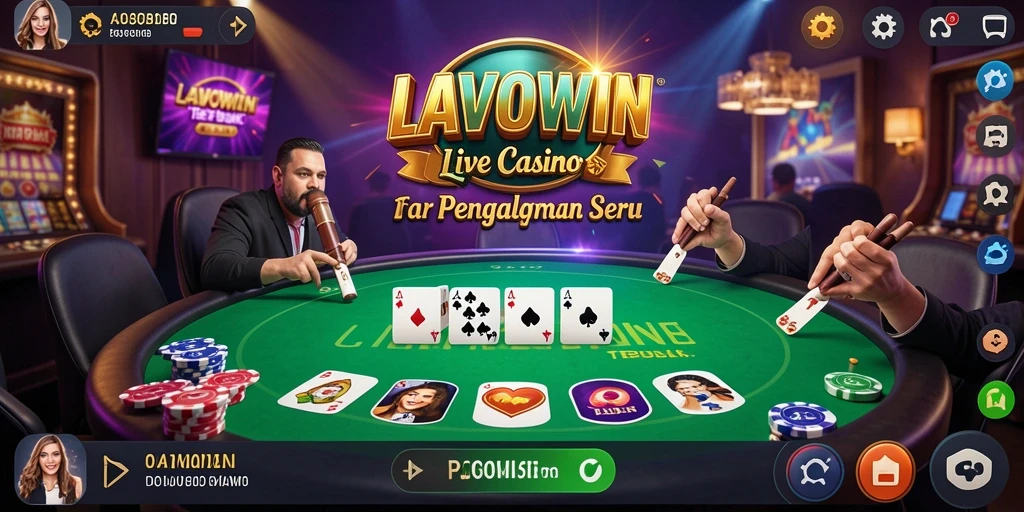 Tampilan utama LAVOWIN menampilkan dealer langsung dan pemain yang sedang bermain.