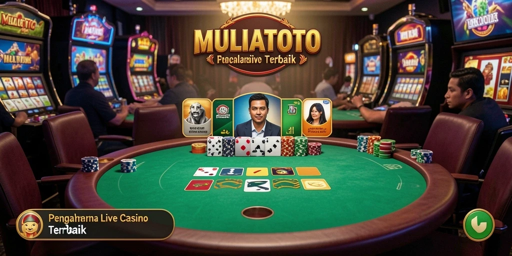 Screenshot gameplay MULIATOTO menampilkan interaksi dealer langsung di Live Casino.