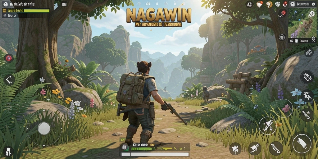 Tampilan gameplay NAGAWIN dengan suasana petualangan yang menakjubkan.