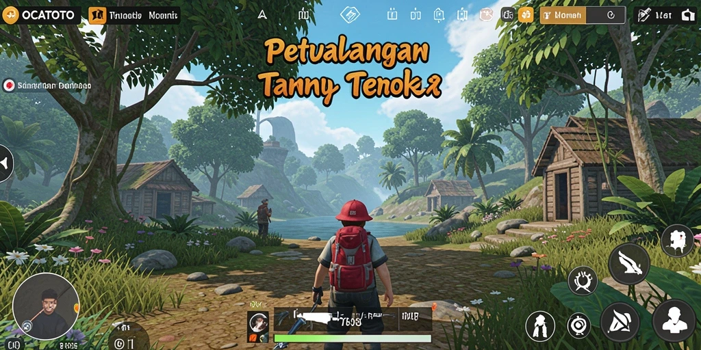 Tangkapan layar gameplay OCATOTO menampilkan eksplorasi dunia yang menakjubkan.