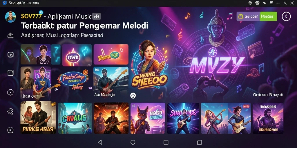 Tampilan gameplay interaktif SOV777 dengan variasi musik yang beragam.