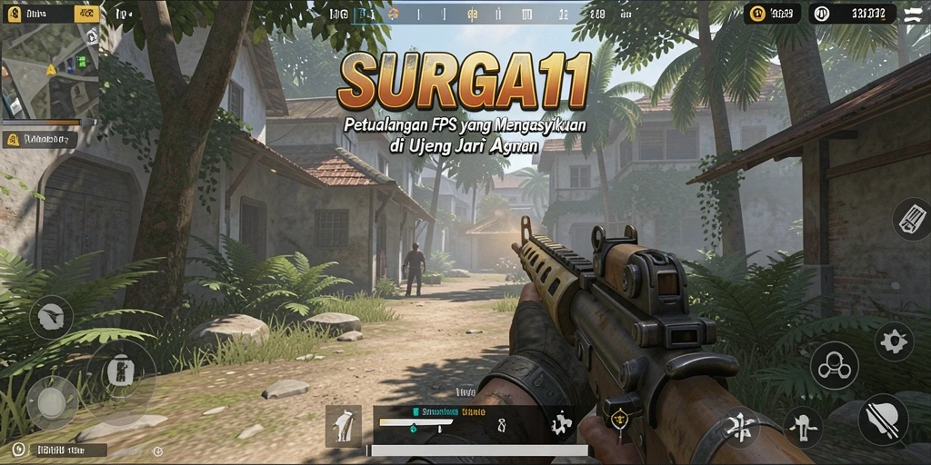 Screenshot gameplay SURGA11 menampilkan aksi menegangkan dengan karakter yang berjuang di medan perang.