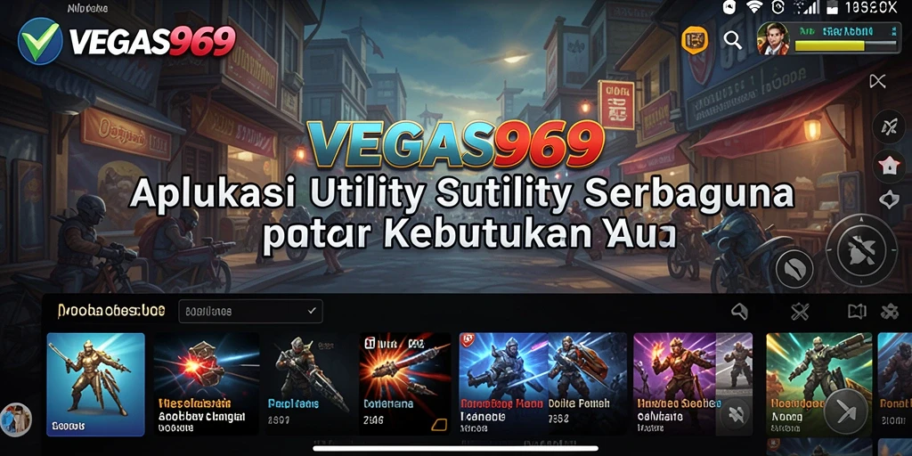Tampilan aplikasi VEGAS969 dengan berbagai fitur utility.